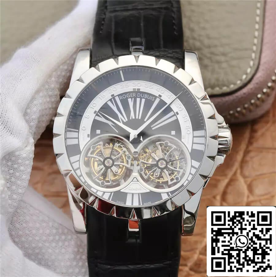 Roger Dubuis Excalibur RDDBEX0291 1:1 Best 에디션 JB 팩토리 투르비용 화이트 Shell 블랙 다이얼