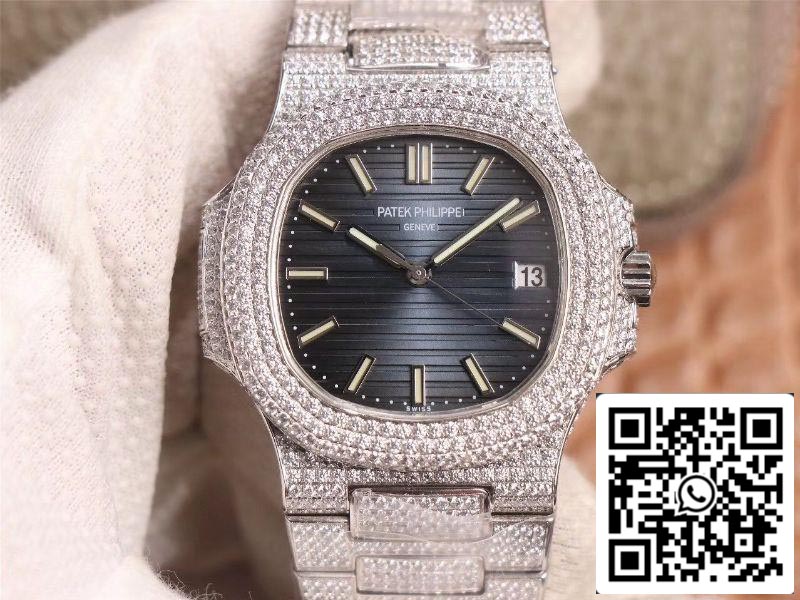 파텍 필립 노틸러스 5719-10G Silver Diamond 1:1 Best 에디션 R8 팩토리 Gradient 그레이 다이얼 Swiss Cal.324 S C