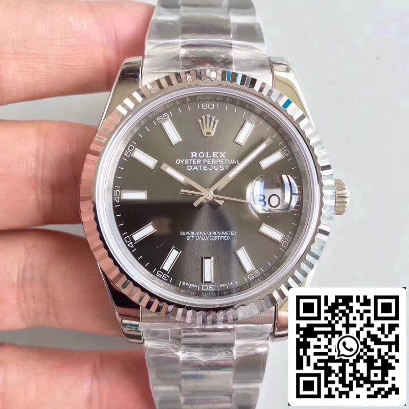 롤렉스 데이트저스트 II M126334-0014 EW 팩토리 1:1 Best 에디션 Swiss ETA3235 Dark Rhodium Dial