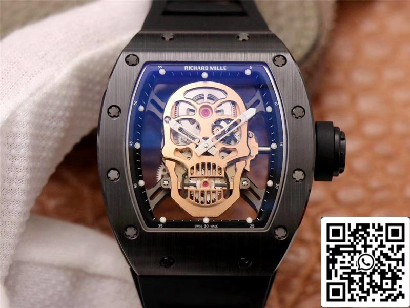 Richard Mille RM052-01 1:1 Best 에디션 ZF 팩토리 로즈 골드 Skull Dial Swiss Movement