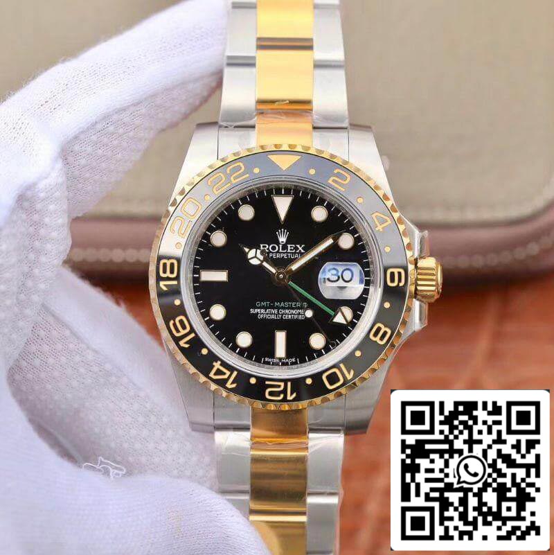 롤렉스 GMT Master II 116713 LN 40mm EW 팩토리 1:1 Best 에디션 Swiss ETA2836 스테인리스 스틸 Two Tone 브레이슬릿