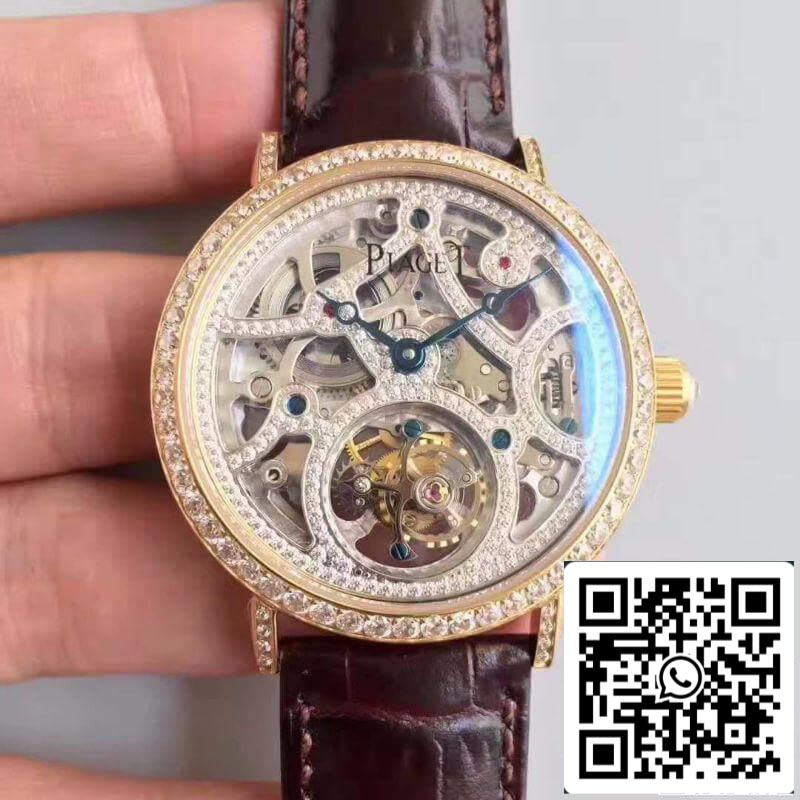 Piaget High-grade Jewelry Mechanical Watches 1:1 Best 에디션 SWISS 투르비용 Crocodile 가죽 스트랩