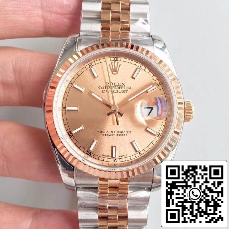 Rolex Datejust 36mm 116234 AR 팩토리 Mechanical Watches 1:1 Best 에디션 Swiss ETA3135 로즈 골드 Dial