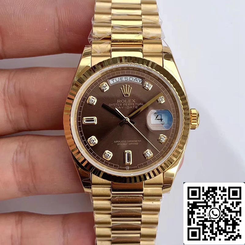 롤렉스 Day Date M128238-0022 1:1 Best 에디션 EW 팩토리 브라운 다이얼 Swiss ETA3255