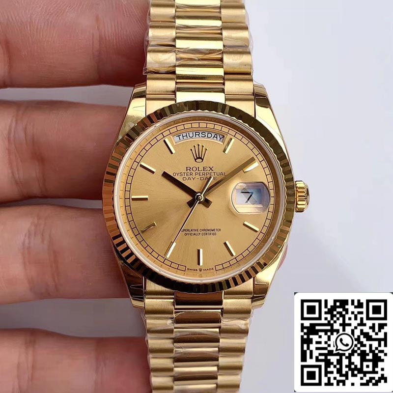 롤렉스 Day Date M128238-0045 1:1 Best 에디션 EW 팩토리 Champagne Dial Swiss ETA3255