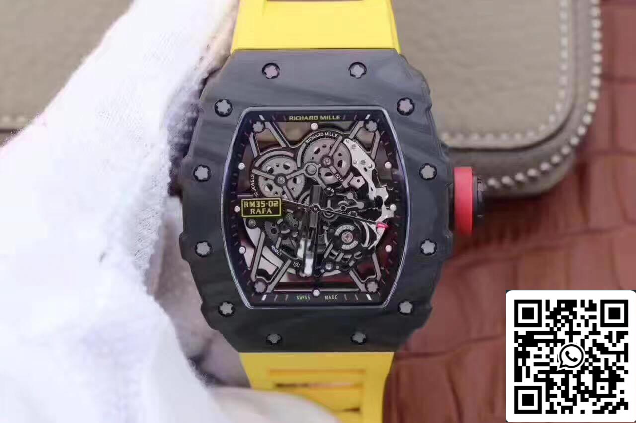 Richard Mille RM35-02 KV 팩토리 1:1 Best 에디션 Swiss ETA8215 Yellow 러버 스트랩