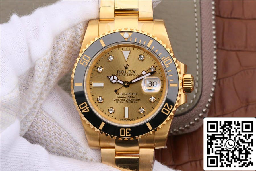 롤렉스 서브마리너 116618 1:1 أفضل قرص Noob 팩토리 V7 Gild Diamond-Studded Dial