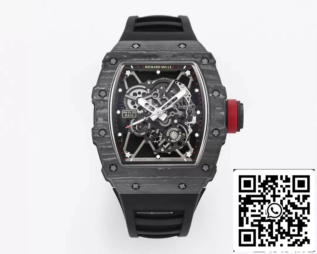 Richard Mille RM35-01 1:1 Best 에디션 BBR 팩토리 블랙 러버 스트랩