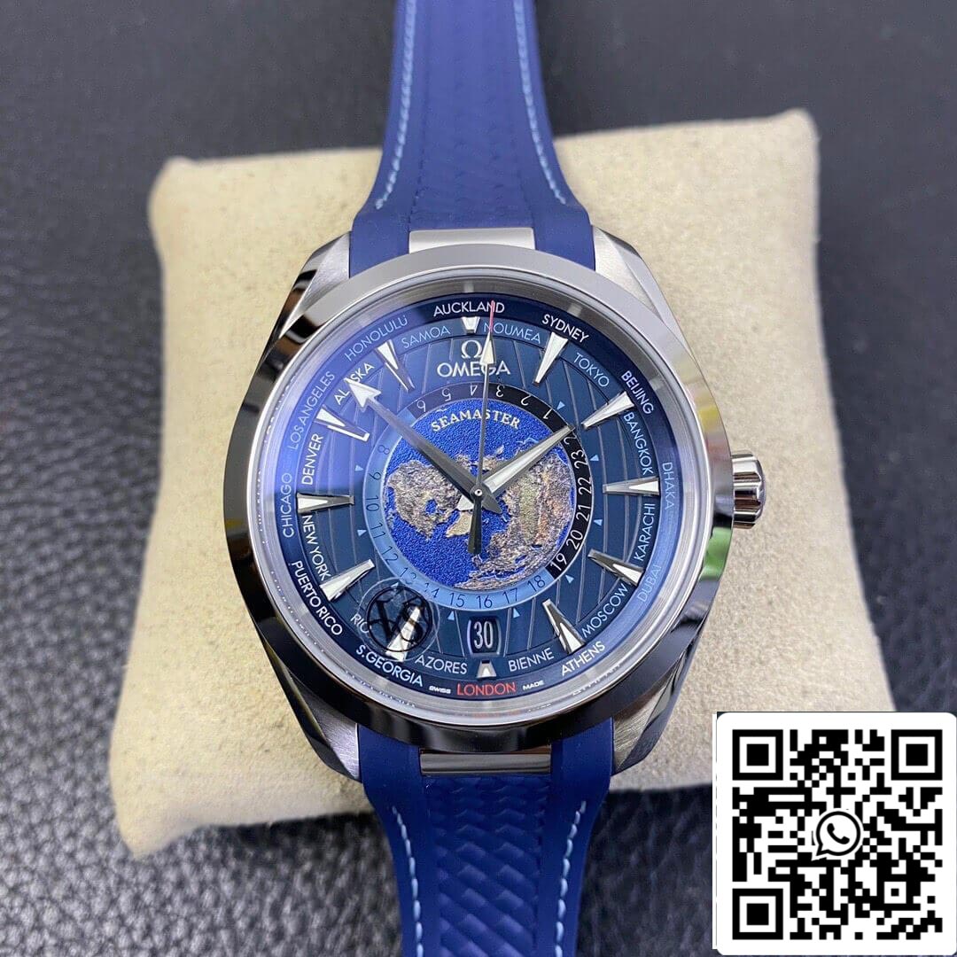 오메가 씨마스터 Aqua Terra GMT Worldtimer 220.12.43.22.03.001 1:1 Best 에디션 VS 팩토리 블루 다이얼
