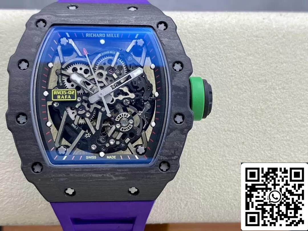 Richard Mille RM35-02 1:1 Best 에디션 T+ 팩토리 NTPT Carbon Fiber Purple Strap