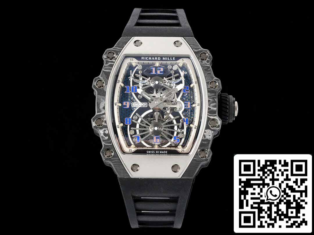 Richard Mille RM21-01 1:1 Best 에디션 RM 팩토리 투르비용 Skeleton Dial 블랙 Strap