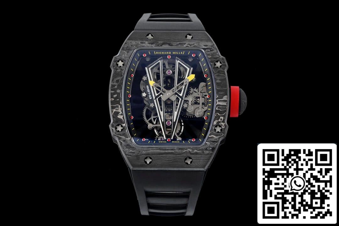 Richard Mille RM27-03 Rafael Nadal 투르비용 1:1 Best 에디션 RM 팩토리 블랙 러버 스트랩