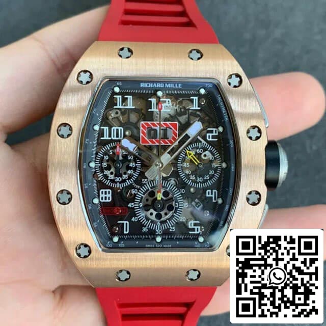 Richard Mille RM011 1:1 Best 에디션 KV 팩토리 로즈 골드 Red Strap
