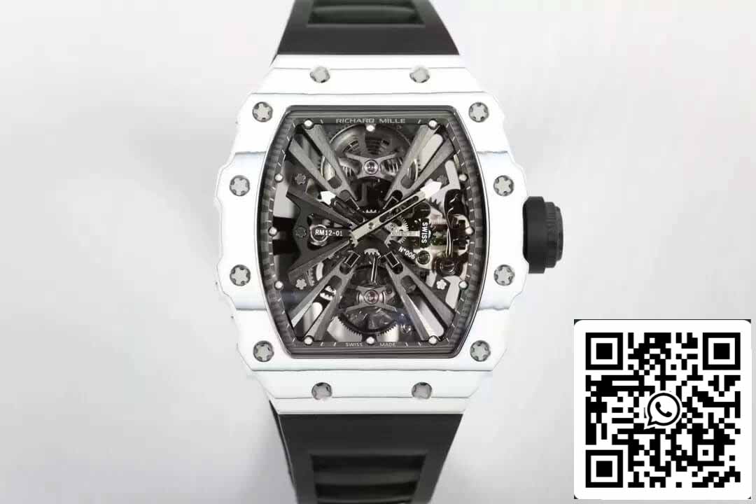 Richard Mille RM12-01 투르비용 1:1 Best 에디션 RM 팩토리 블랙 러버 스트랩
