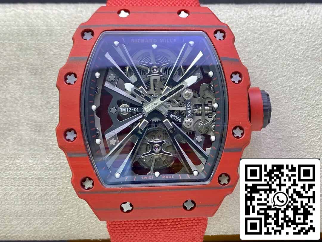 Richard Mille RM12-01 투르비용 1:1 Best 에디션 RM 팩토리 Red Carbon Fiber Case