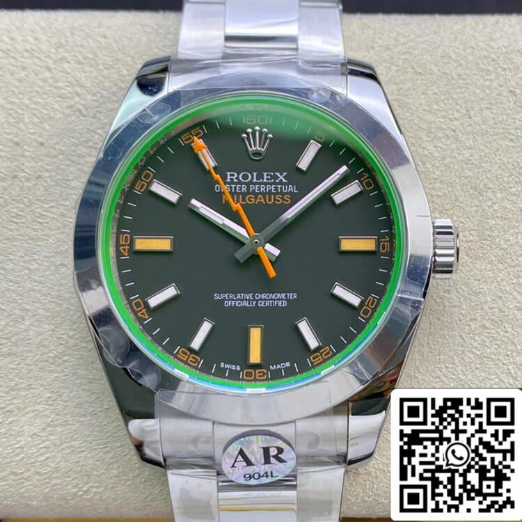 Rolex Milgauss 116400GV AR 팩토리 1:1 Best 에디션 Swiss ETA3131 블랙 다이얼