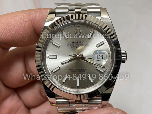 طبق الاصل 롤렉스 데이트저스트 M126334-0004 نظيف 팩토리 1:1 Best Clone Silver Dial