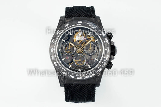 롤렉스 데이토나 Skeleton Dial Diw Custom NTPT Carbon Case 1:1 Best Clone 블랙 Velcro Strap