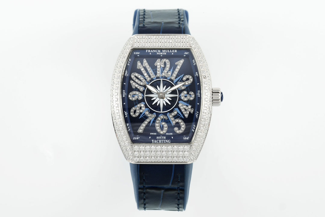 Franck Muller V32 Women's Yachting 1:1 Best 에디션 ABF 팩토리 Square Diamond Gypsophila 블루