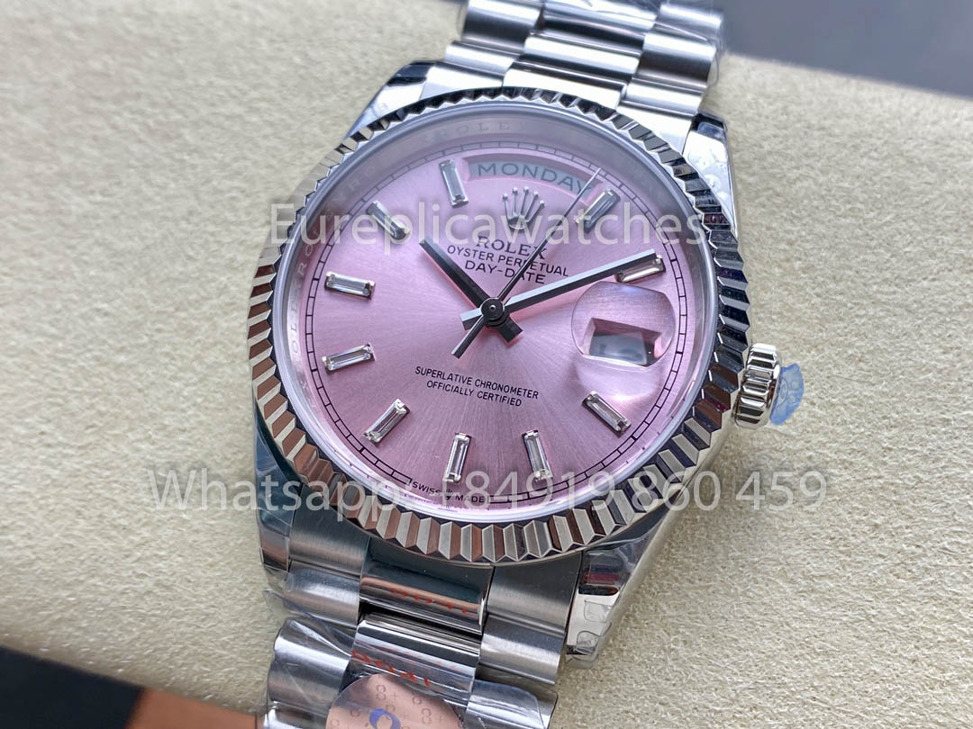 Rolex Day Date 128236-0024 화이트 Gold 1:1 Best Clone 8+ 팩토리 Counterweight Version