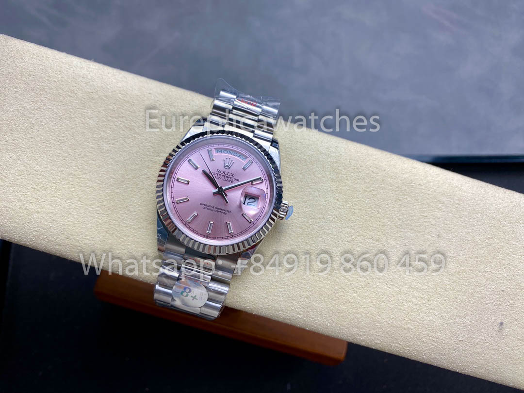Rolex Day Date 128236-0024 화이트 Gold 1:1 Best Clone 8+ 팩토리 Counterweight Version