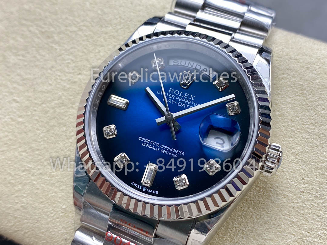 Rolex Day Date 128239-0023 화이트 Gold 1:1 Best Clone 8+ 팩토리 Counterweight Version