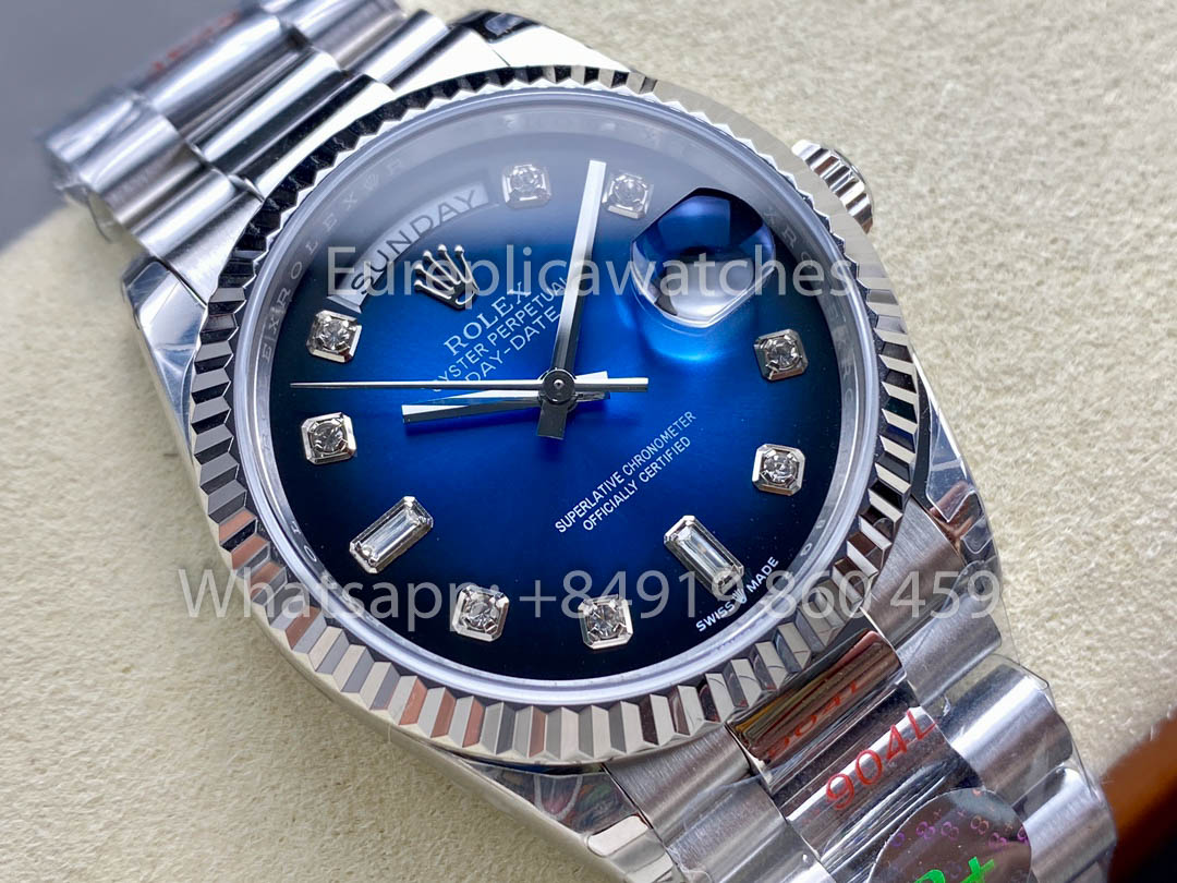 Rolex Day Date 128239-0023 화이트 Gold 1:1 Best Clone 8+ 팩토리 Counterweight Version