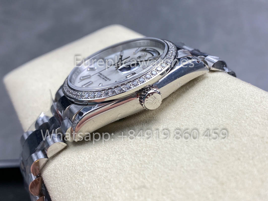 Rolex Day Date m128399tbr-0029 화이트 Gold 1:1 Best Clone 8+ 팩토리 Counterweight Version