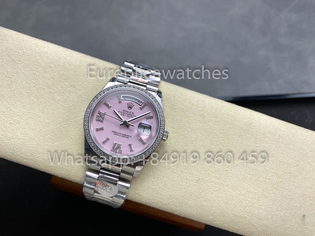 Rolex Day Date m128349rbr-0008 화이트 Gold 1:1 Best Clone 8+ 팩토리 Counterweight Version