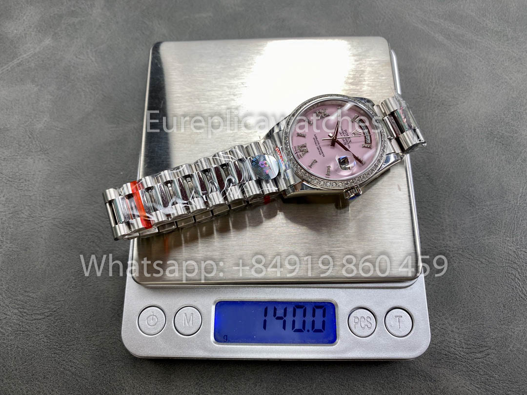 Rolex Day Date m128349rbr-0008 화이트 Gold 1:1 Best Clone 8+ 팩토리 Counterweight Version