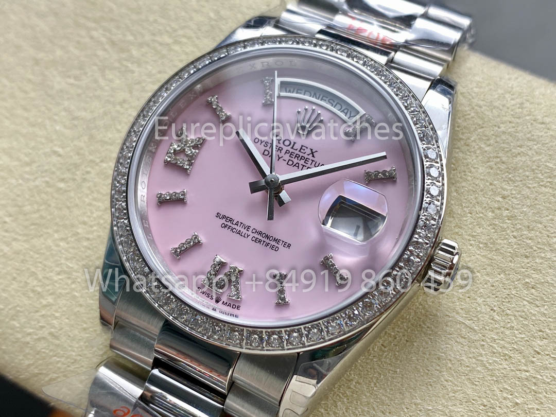 Rolex Day Date m128349rbr-0008 화이트 Gold 1:1 Best Clone 8+ 팩토리 Counterweight Version