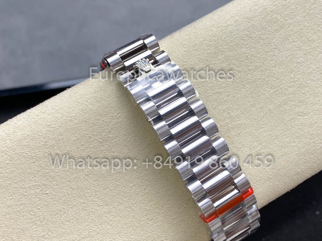 Rolex Day Date m128396tbr-0016 화이트 Gold 1:1 Best Clone 8+ 팩토리 Counterweight Version