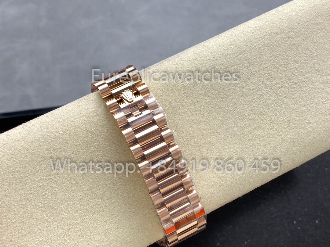 Rolex Day Date M128345RBR-0044 Baguette Bezel 1:1 Best Clone 8+ 팩토리 Counterweight Version