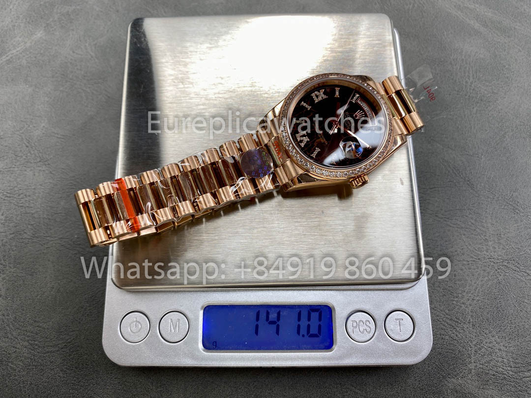 Rolex Day Date M128345RBR-0044 로즈 골드 1:1 Best Clone 8+ Версия с противовесом