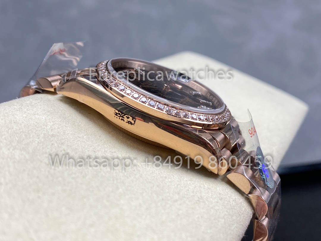 Rolex Day Date M128345RBR-0044 로즈 골드 1:1 Best Clone 8+ Версия с противовесом
