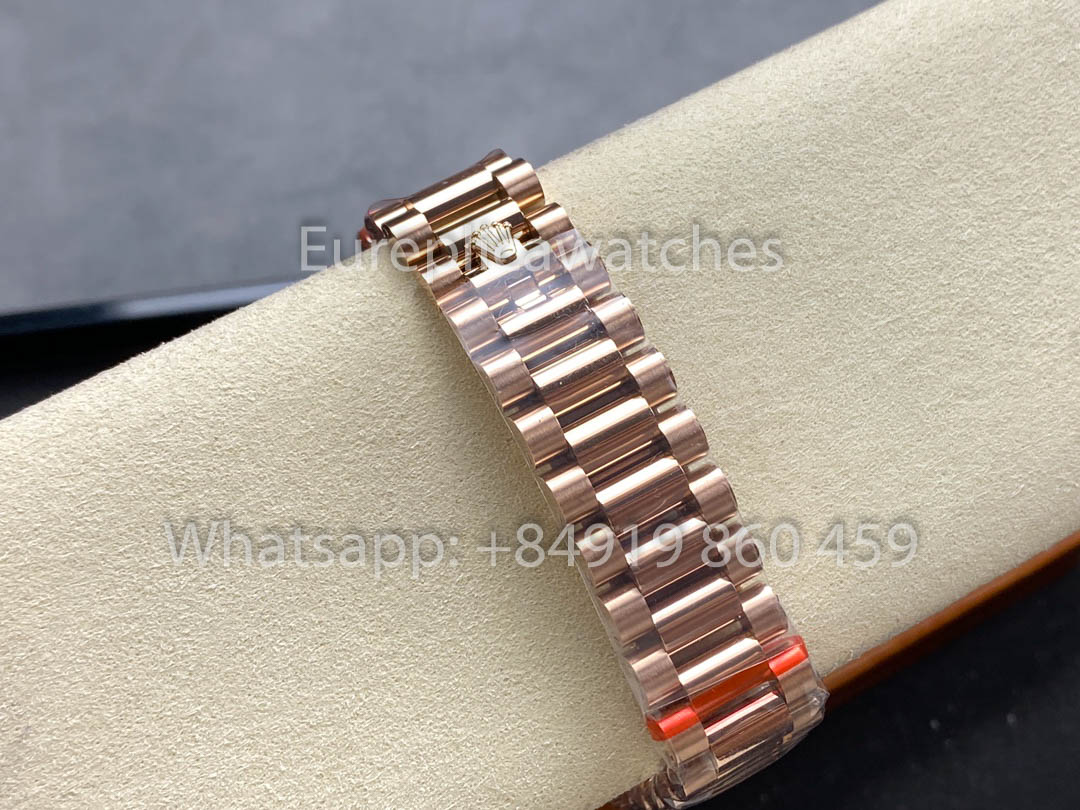 Rolex Day Date M128345RBR-0044 로즈 골드 1:1 Best Clone 8+ Версия с противовесом