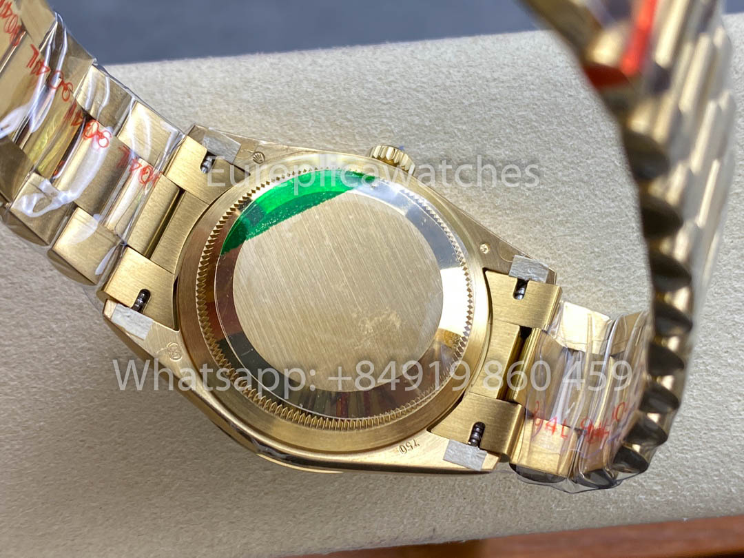 Rolex Day Date Ref. 128238 블랙 다이얼 옐로 골드 1:1 Best Clone 8+ 팩토리 Counterweight Version