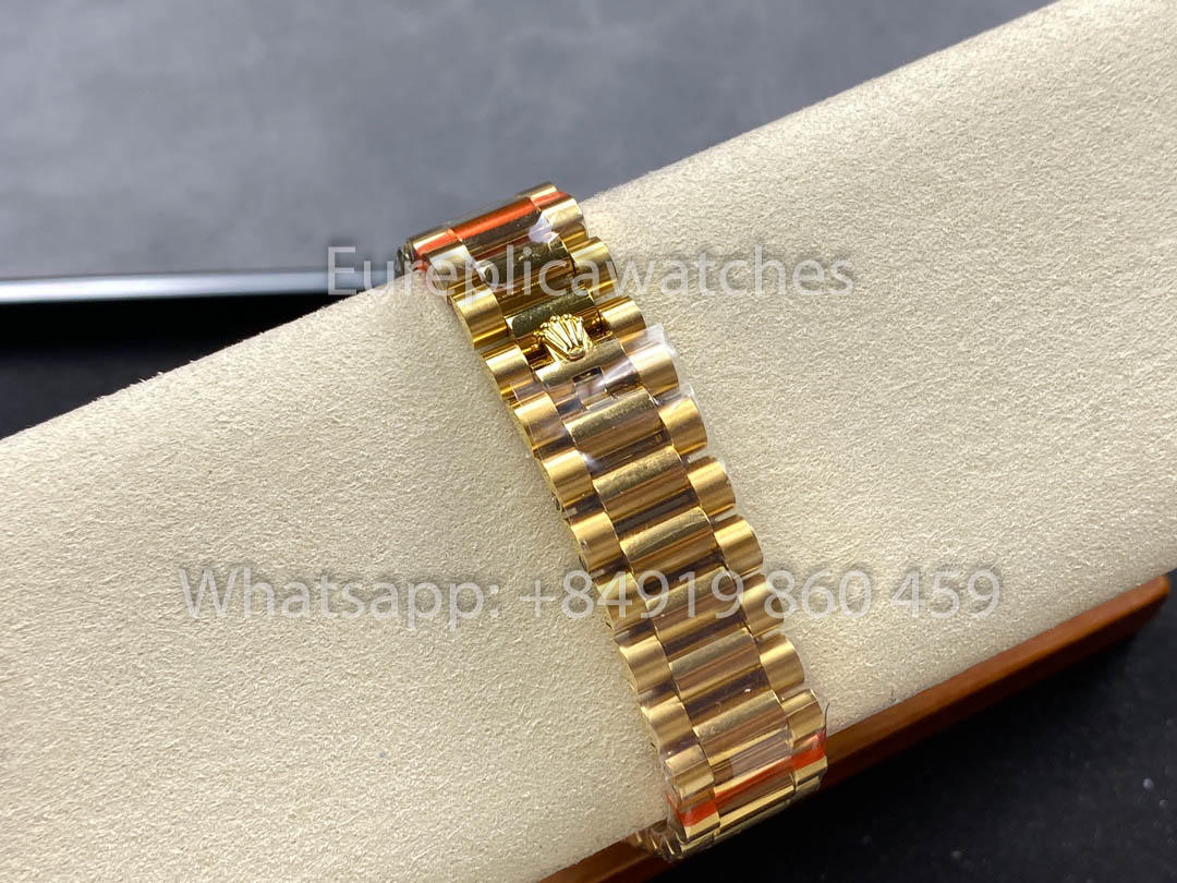Rolex Day Date 128398TBR-0018 옐로 골드 1:1 Best Clone 8+ 팩토리 Counterweight Version