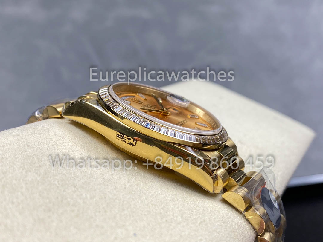 Rolex Day Date 128238 옐로 골드 1:1 Best Clone 8+ 팩토리 Counterweight Version