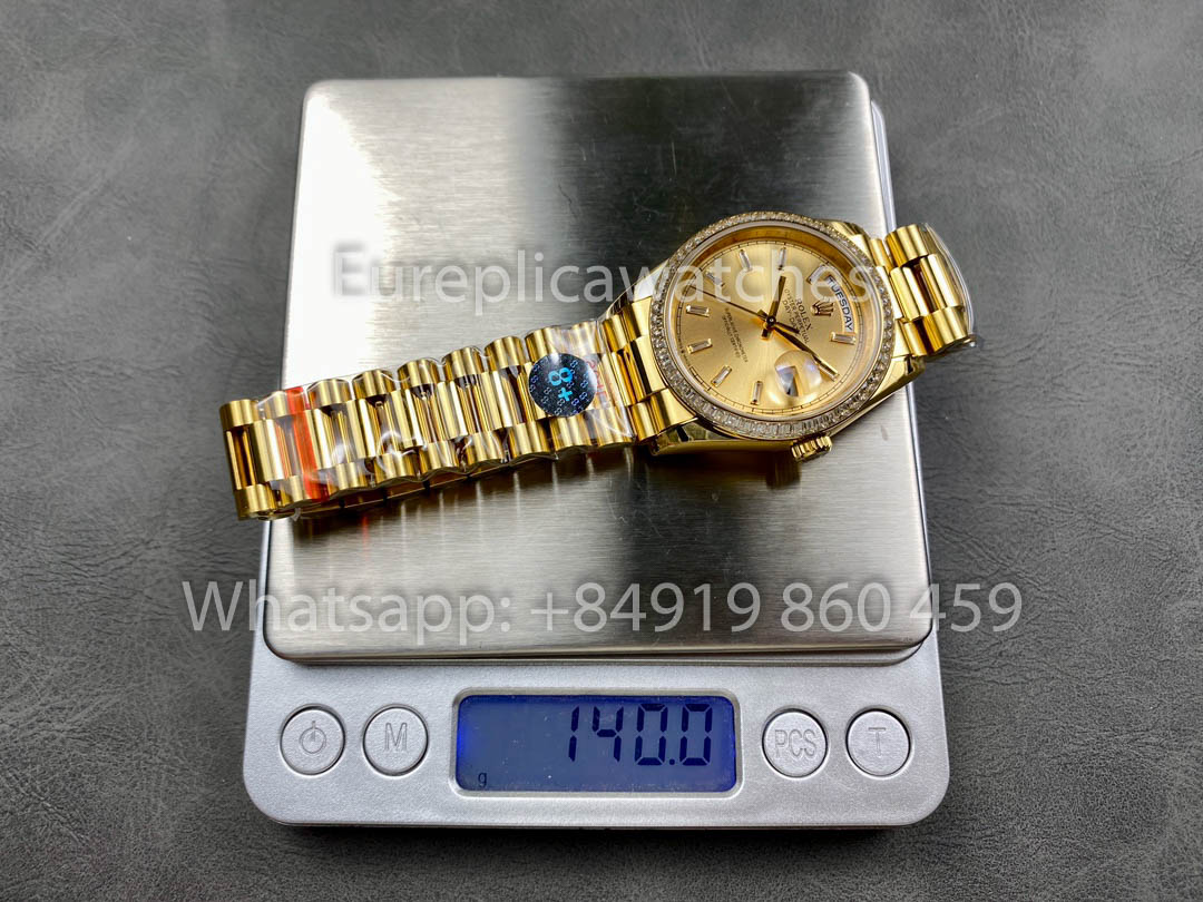 Rolex Day Date 128238 옐로 골드 1:1 Best Clone 8+ 팩토리 Counterweight Version