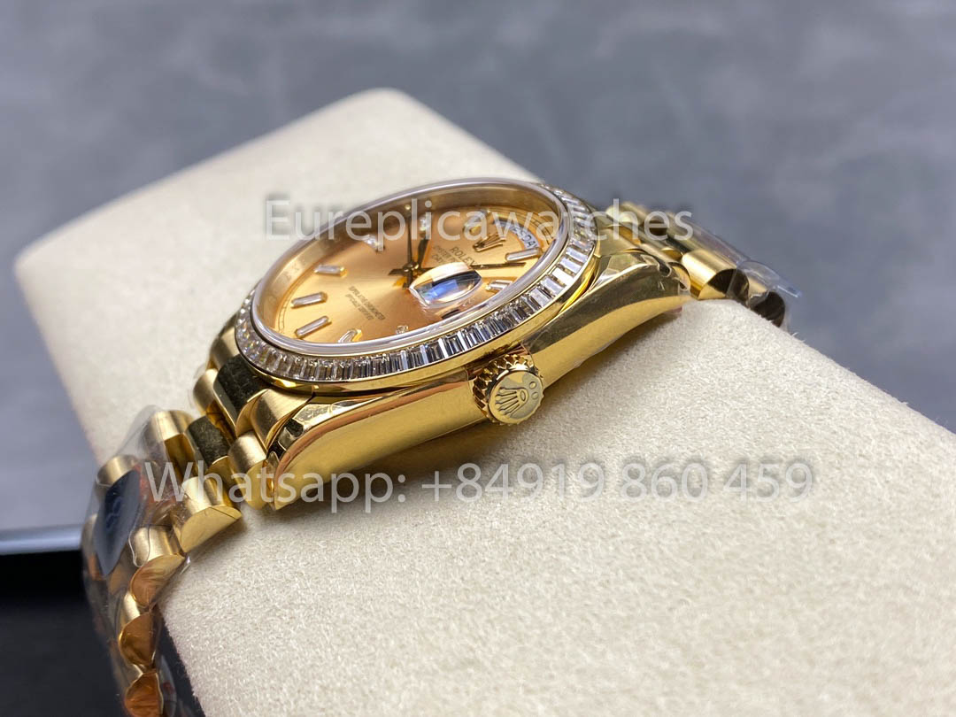 Rolex Day Date 128238 옐로 골드 1:1 Best Clone 8+ 팩토리 Counterweight Version