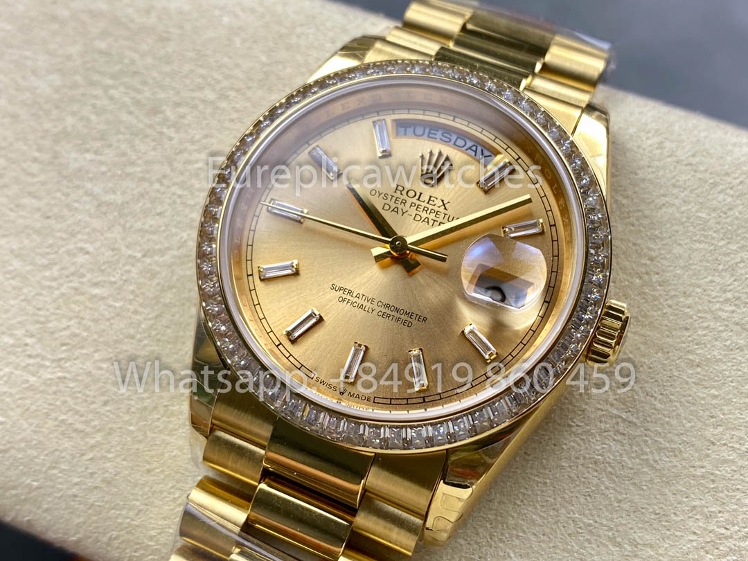 Rolex Day Date 128238 옐로 골드 1:1 Best Clone 8+ 팩토리 Counterweight Version