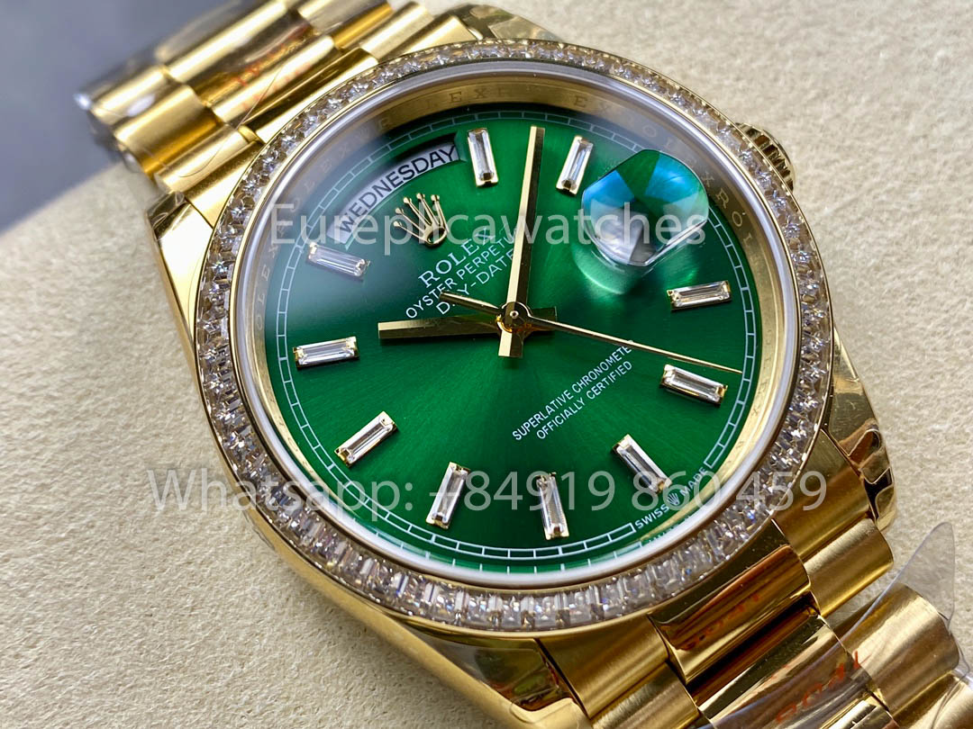 Rolex Day Date 128398TBR-0035 옐로 골드 1:1 Best Clone 8+ 팩토리 Counterweight Version