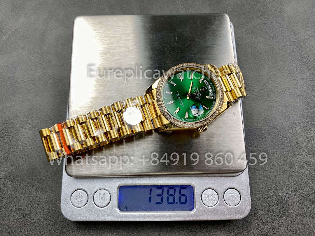 Rolex Day Date 128398TBR-0035 옐로 골드 1:1 Best Clone 8+ 팩토리 Counterweight Version