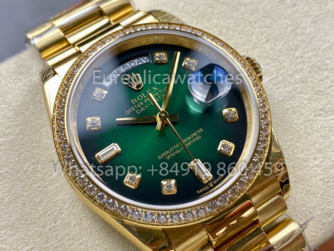 Rolex Day Date 128239-0035 옐로 골드 1:1 Best Clone 8+ 팩토리 Counterweight Version