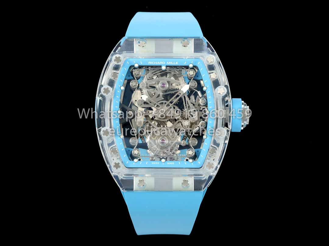 Richard Mille RM 56-02 투르비용 1:1 Best Clone RM 팩토리 블루 다이얼 and 블루 Strap Saphire Case