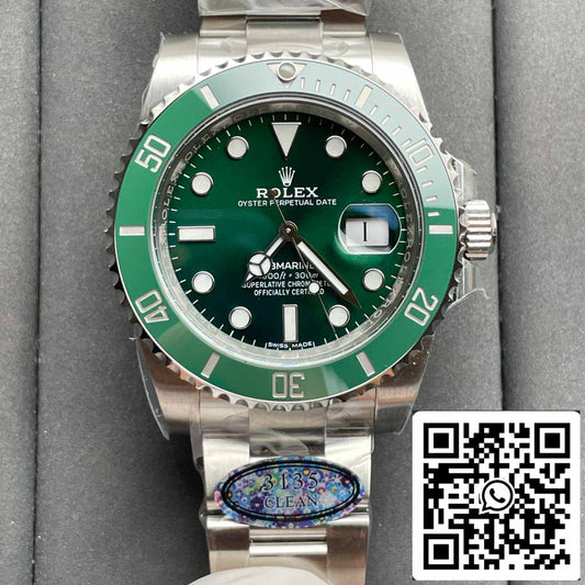롤렉스 서브마리너 116610LV-97200 40 мм, механизм 3135 Clean 팩토리 V4 그린 다이얼
