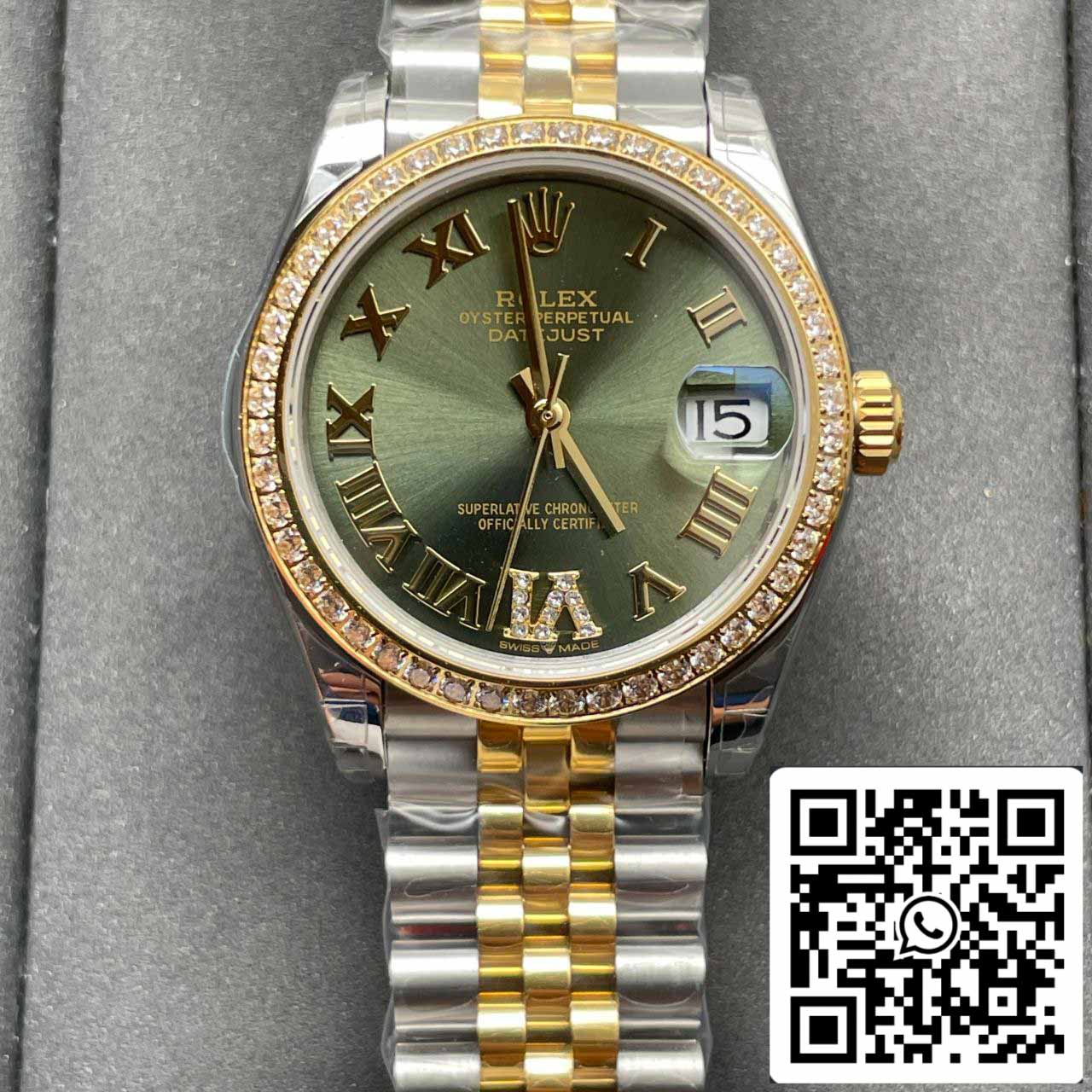 롤렉스 데이트저스트 M126233-0025 1:1 Best 에디션 EW 팩토리 Diamond-Studded Olive 그린 다이얼