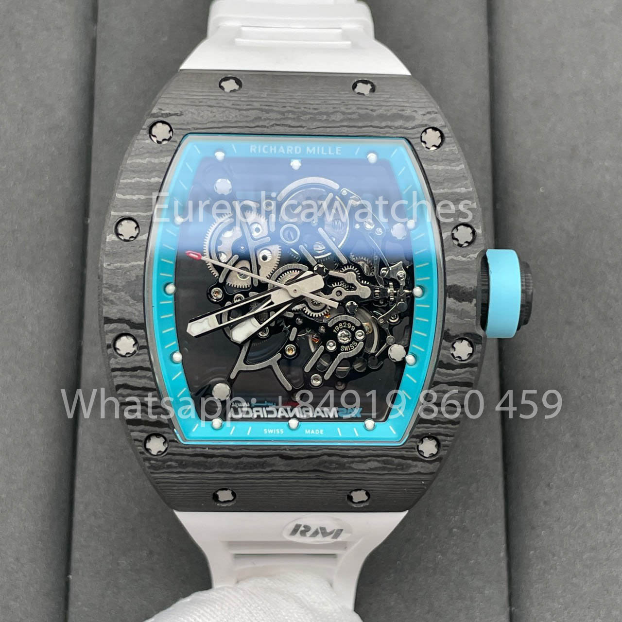 RICHARD MILLE RM055 Carbon Fiber Case 1:1 Best 에디션 RM 팩토리 newest 2024 블루 다이얼