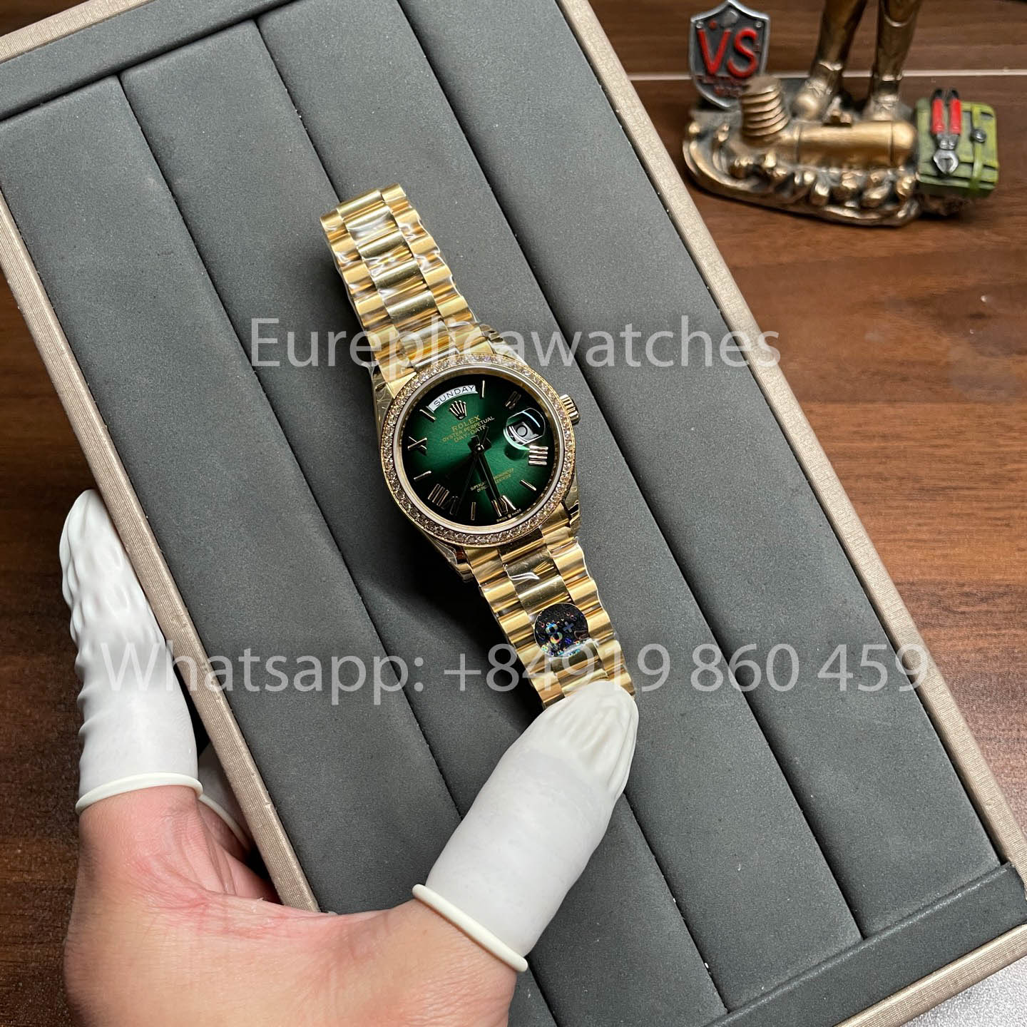 Rolex Day Date 128238-0118 Bezel Diamond 1:1 Best Clone 8+ 팩토리 Counterweight Version